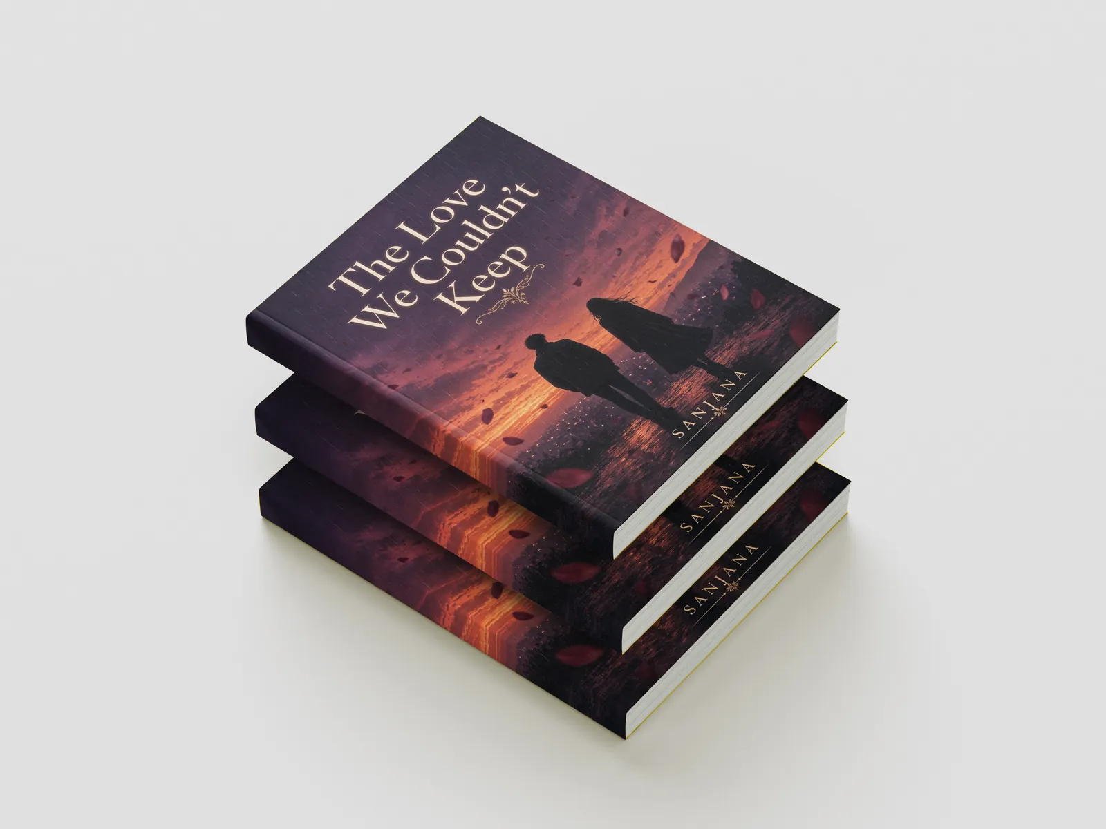 Stacked hardcover novels printed in colour