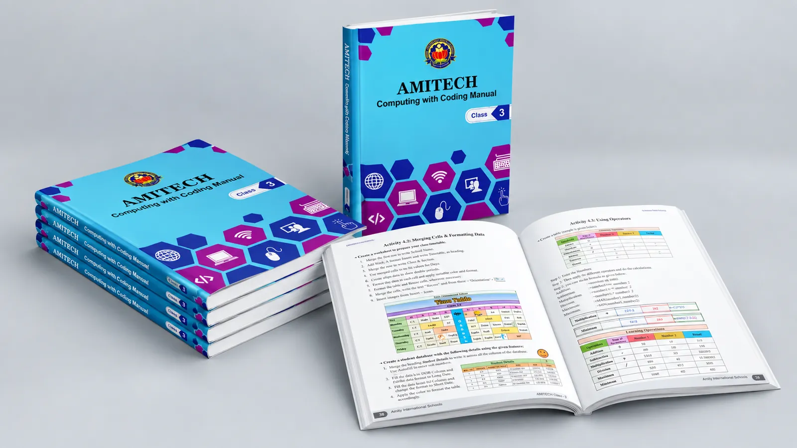School coding textbook with colour interior pages