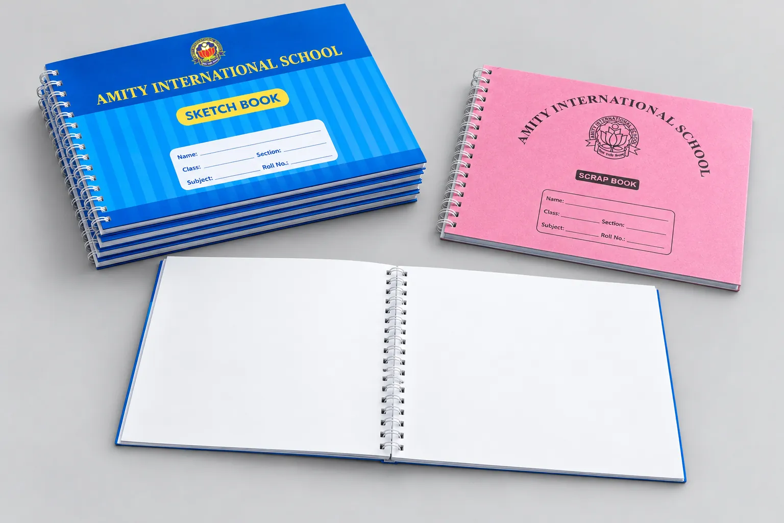 Wiro-bound school sketch book and scrap book