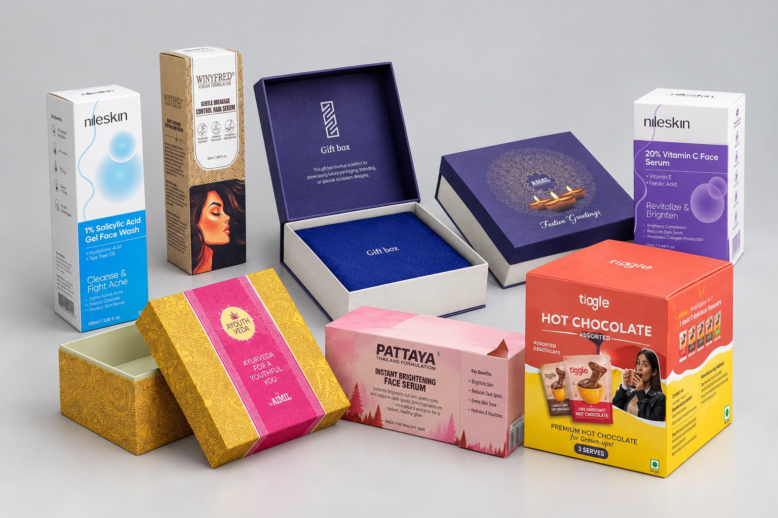 Skincare mono carton family printed in colour